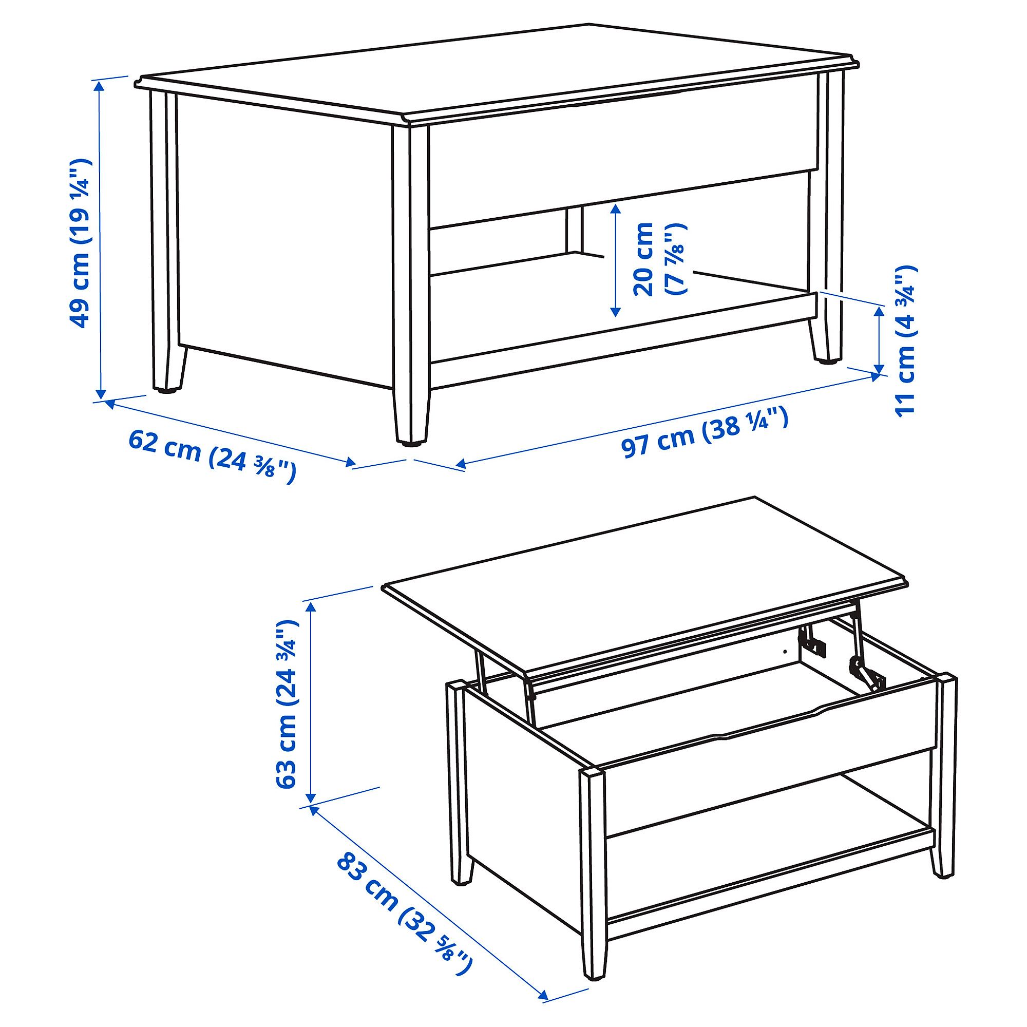 VITTERYD adjustable coffee table