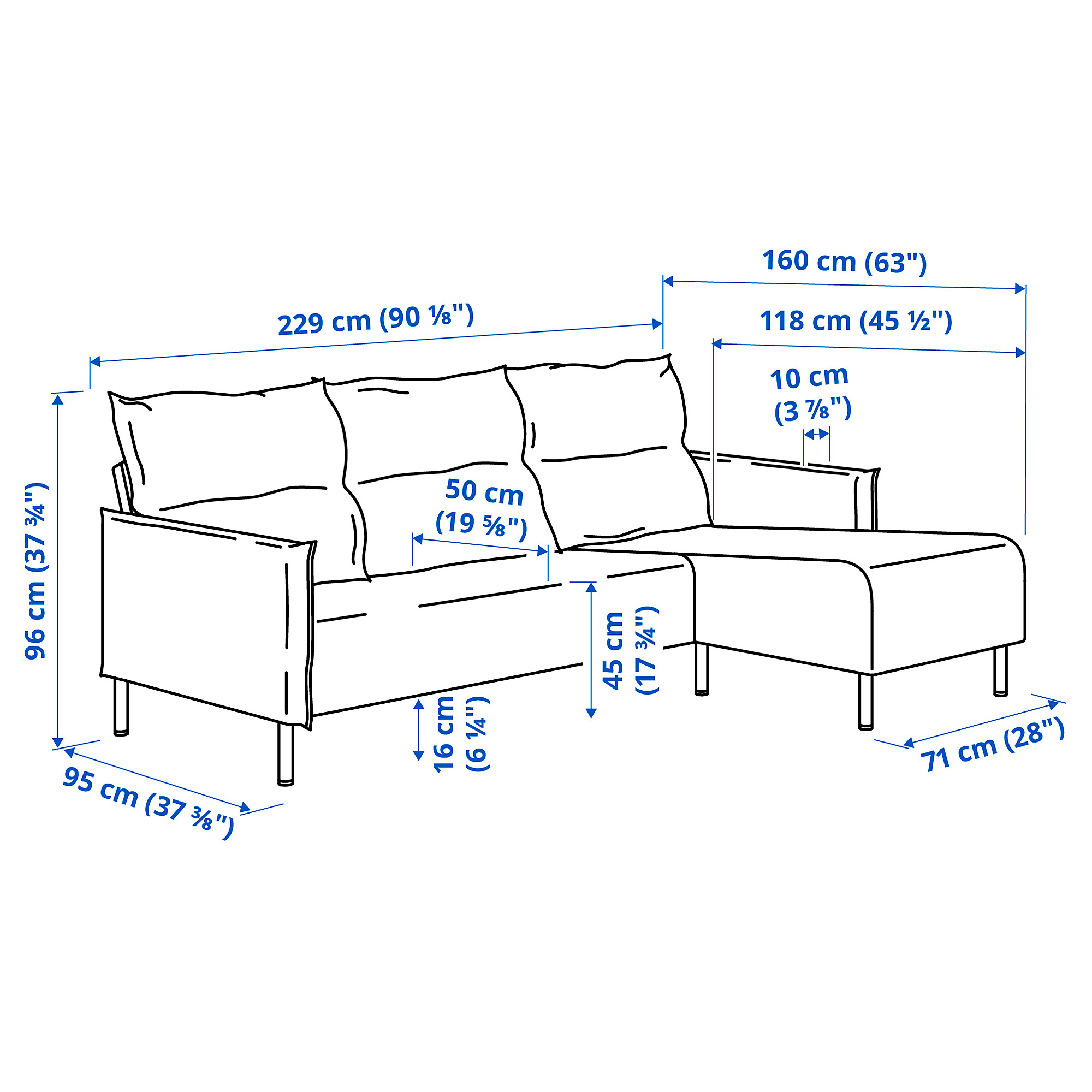 MANNARP 3-seat sofa with chaise longue