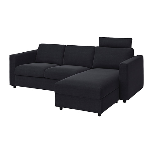 VIMLE - sofa with chaise, with headrest Saxemara/black-blue | IKEA Taiwan Online - PE835530_S4