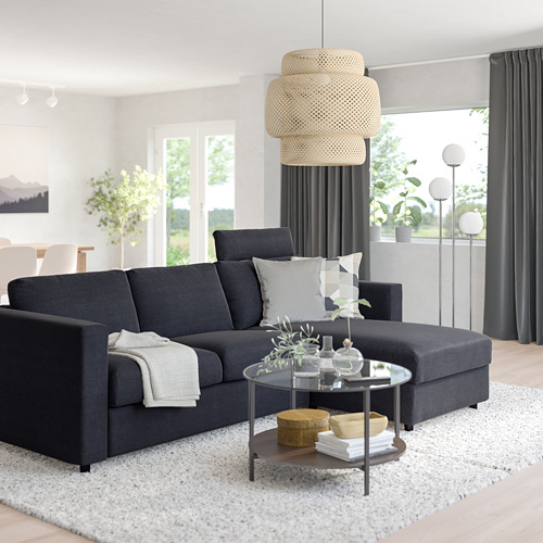VIMLE - sofa with chaise, with headrest Saxemara/black-blue | IKEA Taiwan Online - PE835532_S4