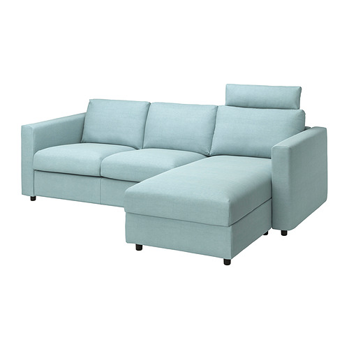 VIMLE - sofa with chaise, with headrest Saxemara/light blue | IKEA Taiwan Online - PE835537_S4