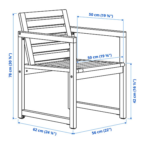 NÄMMARÖ table+6 chairs w armrests, outdoor