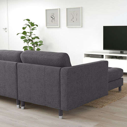 LANDSKRONA - 4-seat sofa, with chaise longue/Gunnared dark grey/metal | IKEA Taiwan Online - PE680295_S4