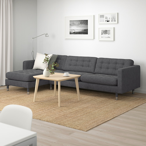 LANDSKRONA - 4-seat sofa, with chaise longue/Gunnared dark grey/metal | IKEA Taiwan Online - PE680340_S4