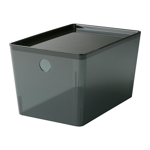 KUGGIS - box with lid, transparent black | IKEA Taiwan Online - PE835606_S4