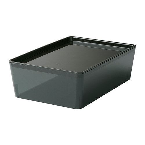 KUGGIS - 附蓋收納盒, 透明 黑色 | IKEA 線上購物 - PE835608_S4