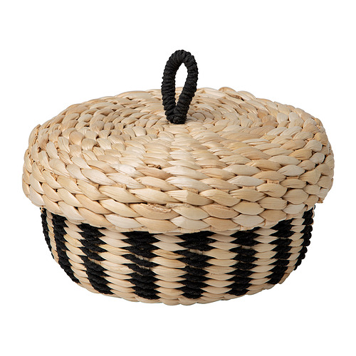 MÄVINN - 附蓋收納盒, 香蕉纖維/黑色 條紋 | IKEA 線上購物 - PE981716_S4