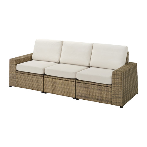 SOLLERÖN - 3-seat modular sofa, outdoor, brown/Frösön/Duvholmen beige | IKEA Taiwan Online - PE736646_S4