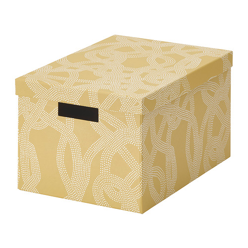 TJENA - storage box with lid, patterned/yellow | IKEA Taiwan Online - PE835640_S4