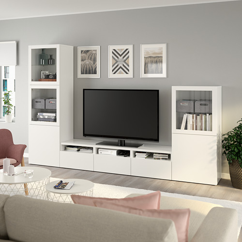 BESTÅ - 電視收納組合/玻璃門板, 白色/Lappviken 白色/透明玻璃 | IKEA 線上購物 - PE736820_S4