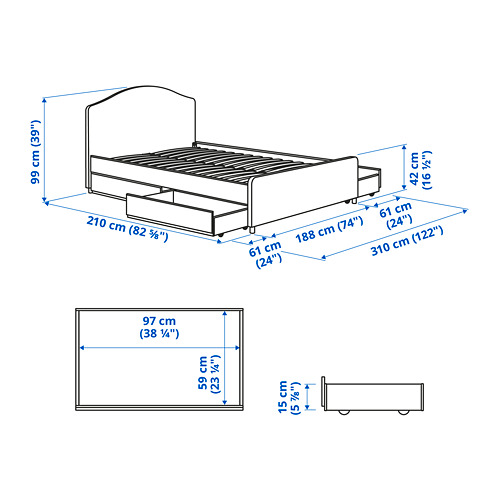 HAUGA - 軟墊式床附4個收納盒, Vissle 灰色 | IKEA 線上購物 - PE790253_S4