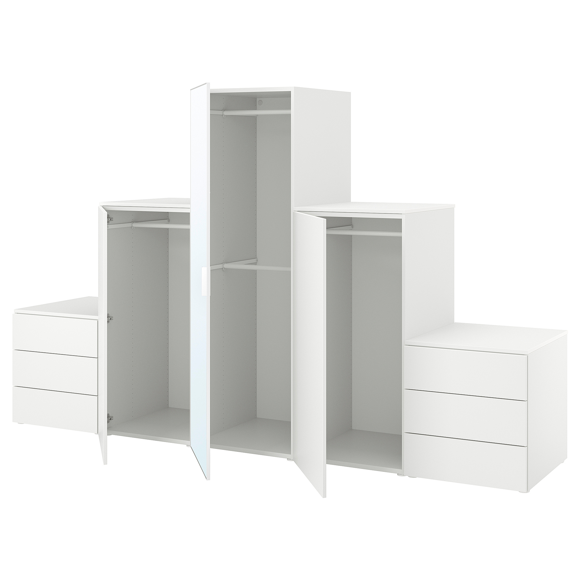 PLATSA wardrobe with 3 doors+6 drawers