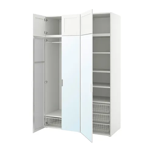 PLATSA - 衣櫃組合/6門, 白色 STRAUMEN鏡面玻璃/SANNIDAL白色, 140x57x221 公分 | IKEA 線上購物 - PE835813_S4