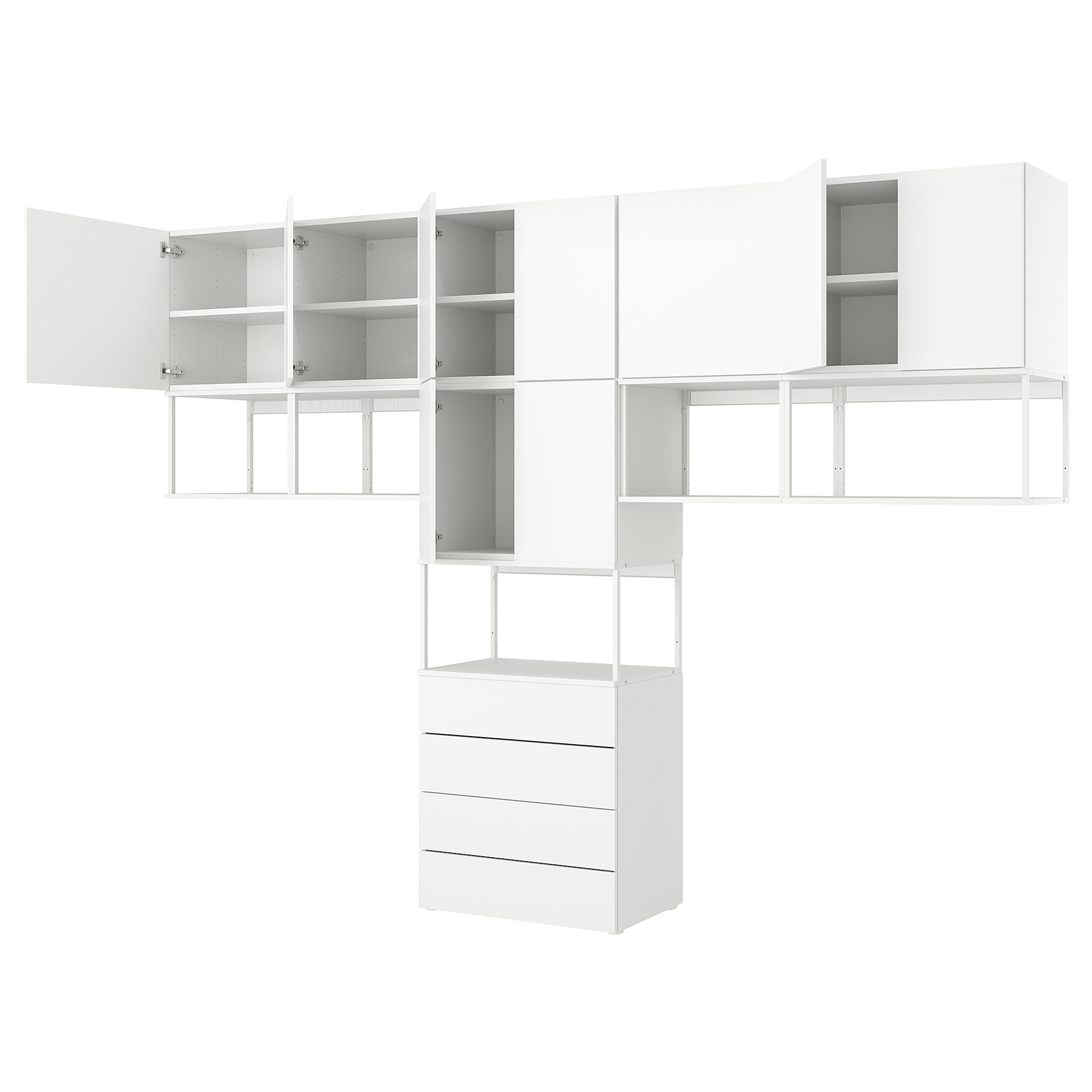 PLATSA wardrobe with 9 doors+4 drawers