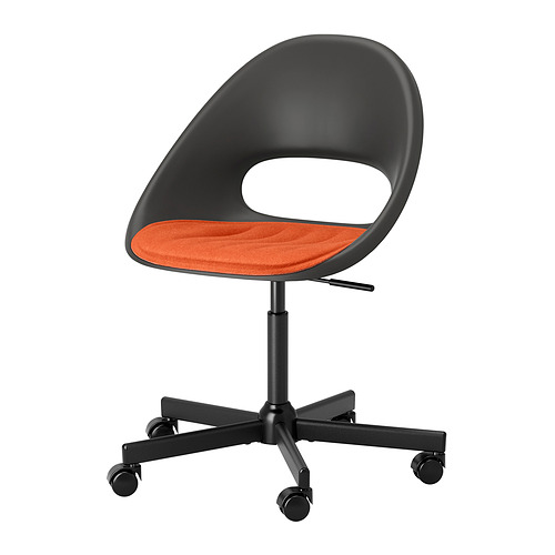 ELDBERGET/MALSKÄR - 旋轉椅附椅墊, 深灰色/橘色 | IKEA 線上購物 - PE981873_S4