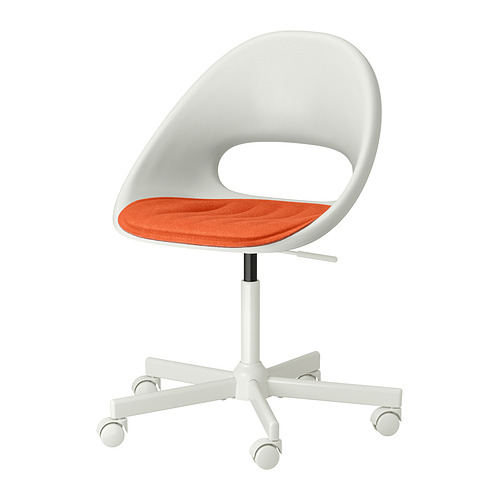 LOBERGET/MALSKÄR - 旋轉椅附椅墊, 白色/橘色 | IKEA 線上購物 - PE981870_S4