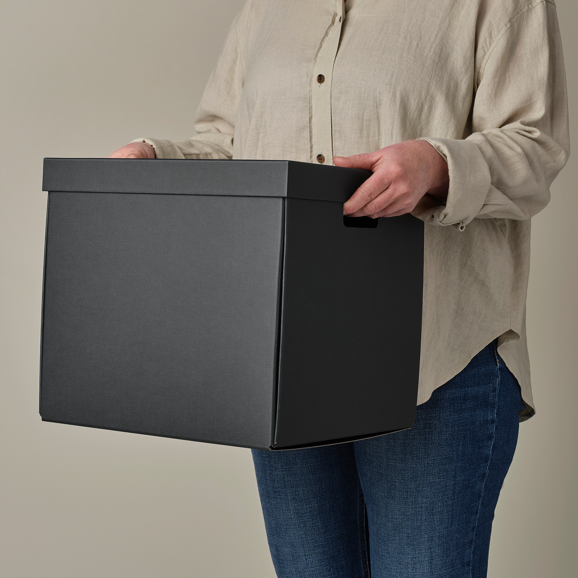FJÄDERHARV storage box with lid