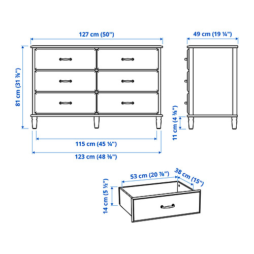 TYSSEDAL chest of 6 drawers