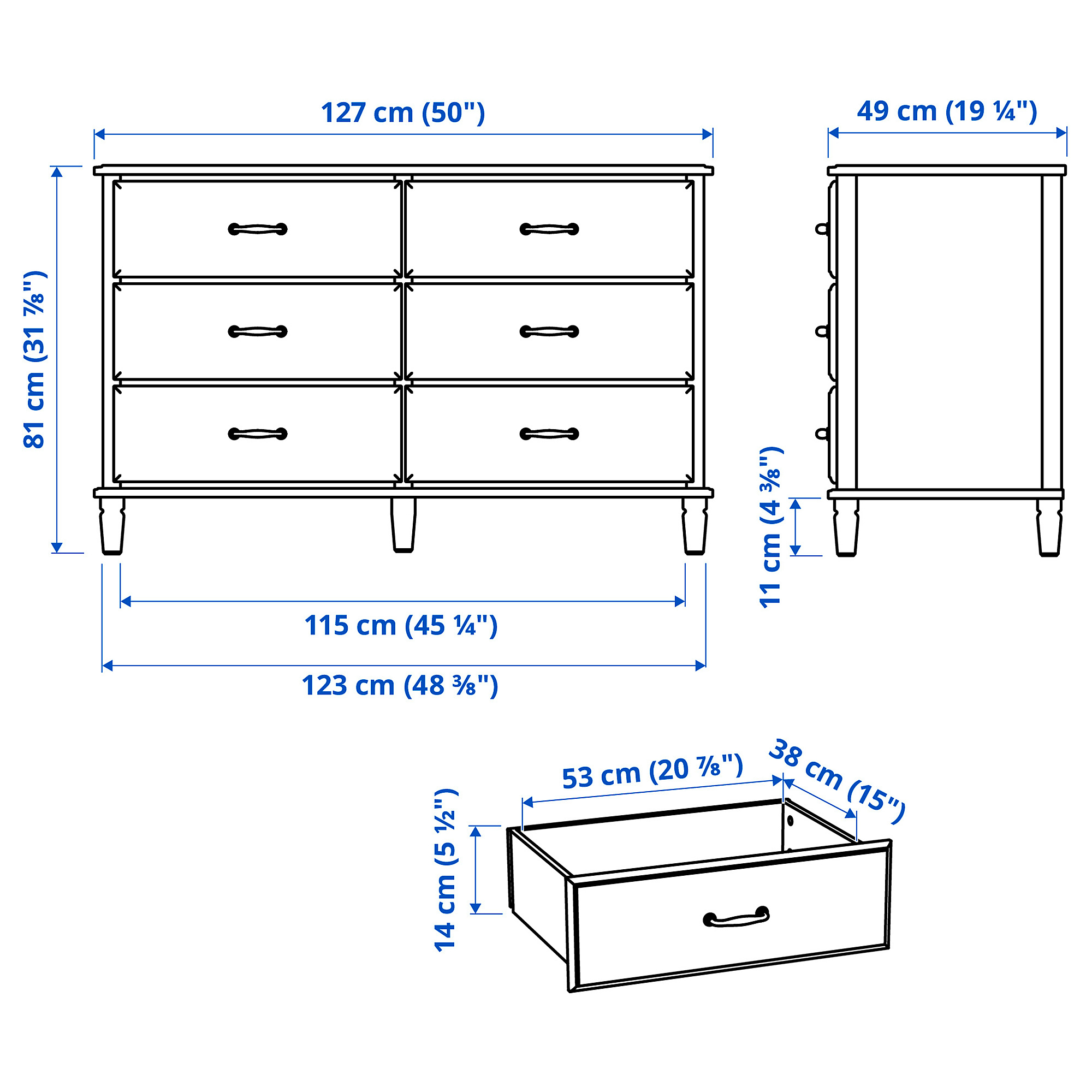 TYSSEDAL chest of 6 drawers