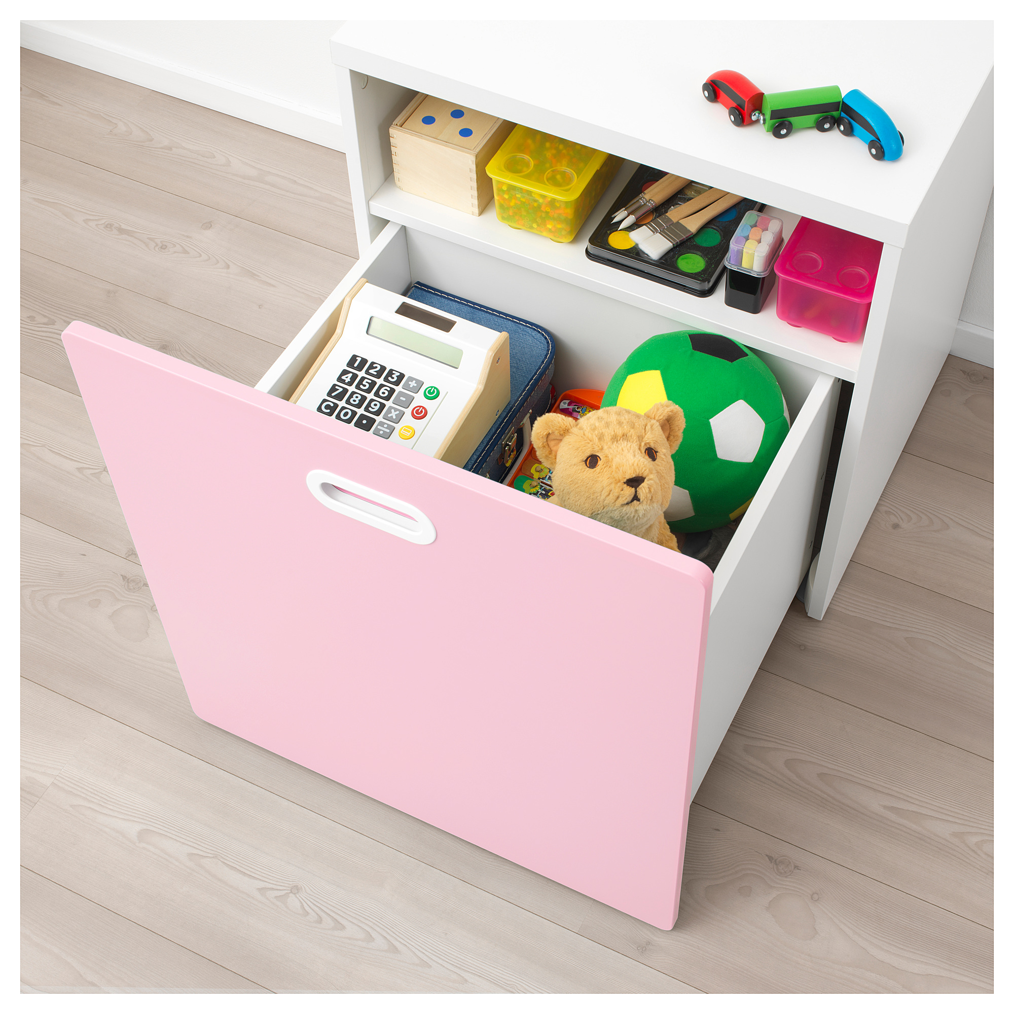 FRITIDS/STUVA 附輪腳玩具收納箱, 白色/淺粉紅色 IKEA 台灣