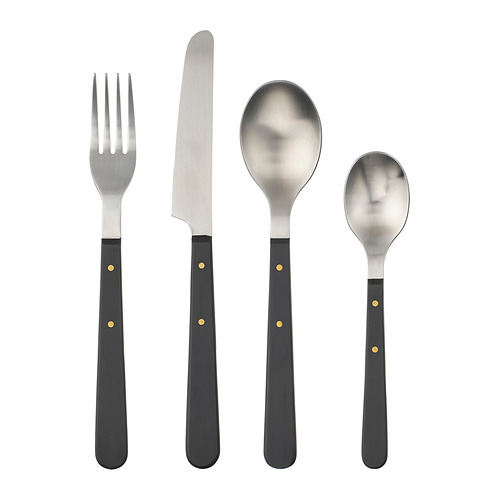 DOFTSKÖLD - 24-piece cutlery set, black | IKEA Taiwan Online - PE982007_S4