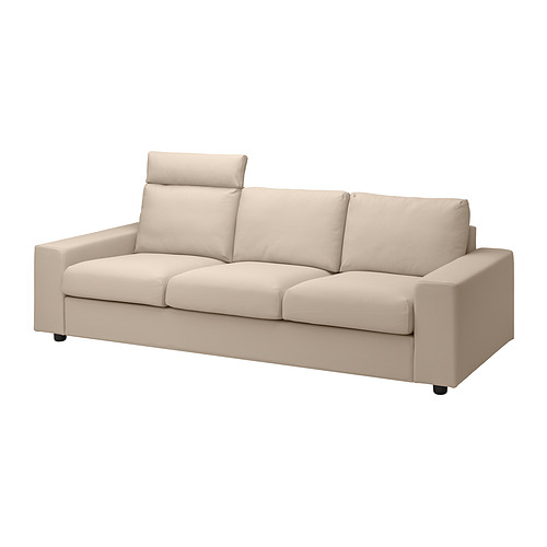 VIMLE - 3-seat sofa, with headrest with wide armrests/Hallarp beige | IKEA Taiwan Online - PE836089_S4