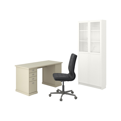VEBJÖRN/MULLFJÄLLET/BILLY/OXBERG - desk and storage combination, and swivel chair beige/grey/white | IKEA Taiwan Online - PE836203_S4