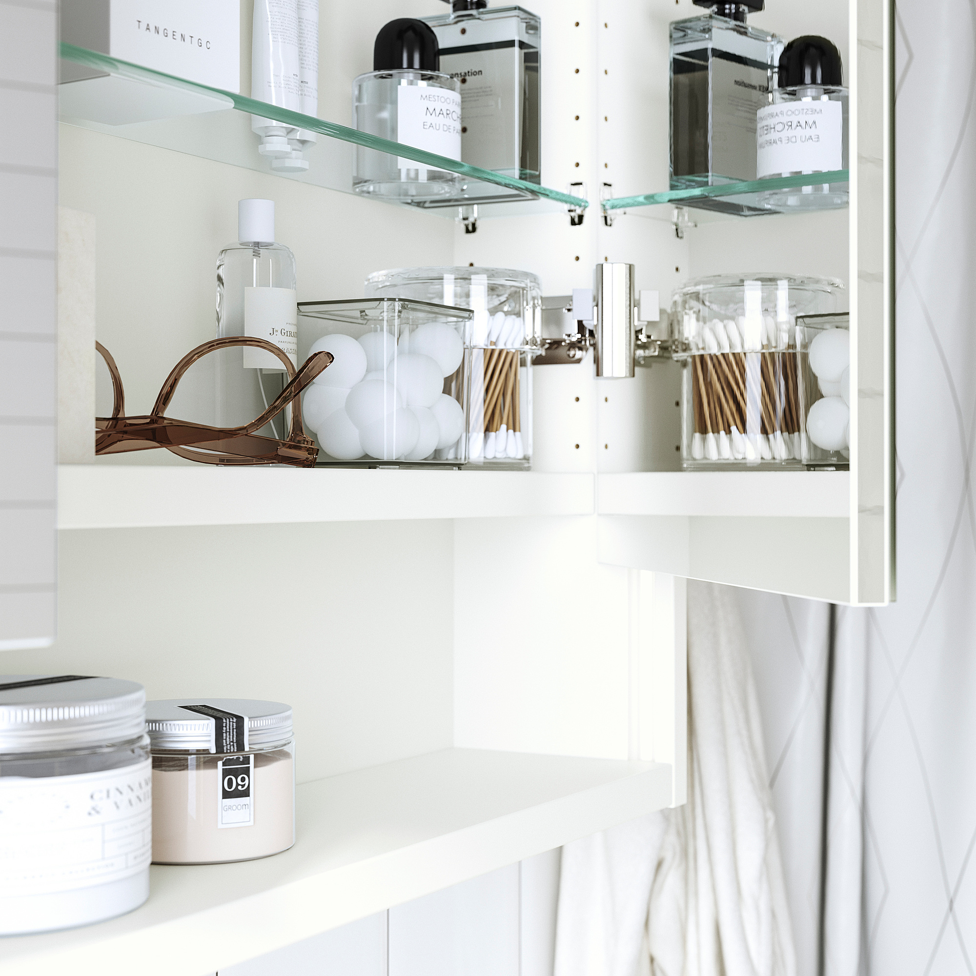 FAXÄLVEN mirror cabinet w built-in lighting