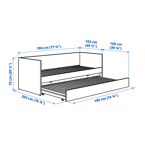 VIHALS day-bed frame with trundle bed