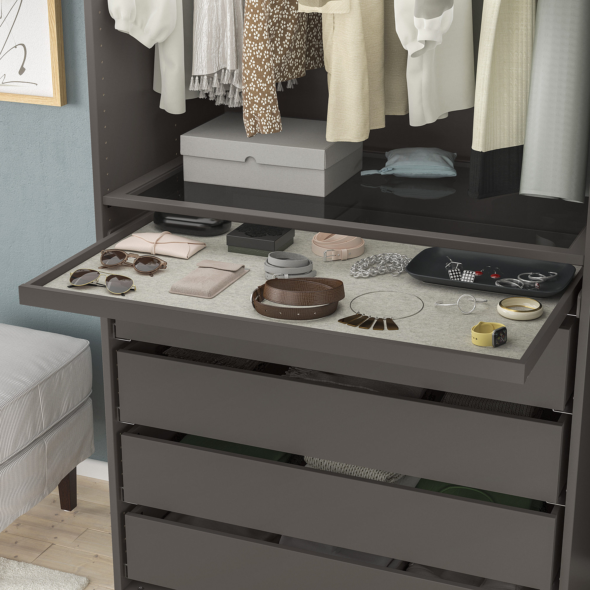 KOMPLEMENT pull-out tray with drawer mat