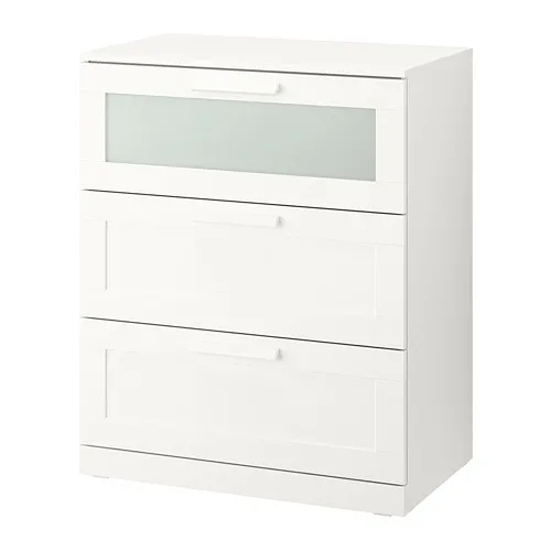 BRIMNES - 抽屜櫃/3抽, 白色/霧面玻璃, 78x95 公分 | IKEA 線上購物 - PE694908_S4