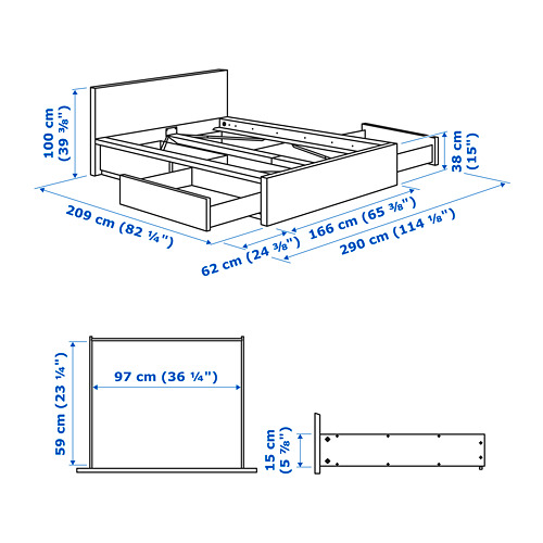 MALM - bed frame, high, w 4 storage boxes, white/Lönset | IKEA Taiwan Online - PE737812_S4