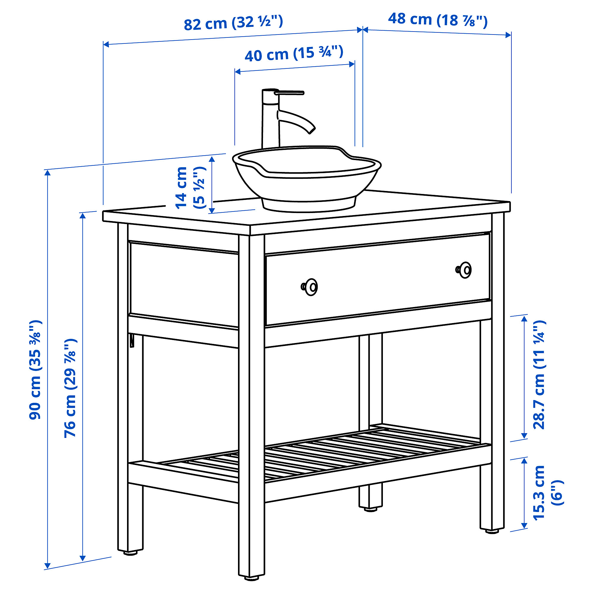 HEMNES/VÄSTERSJÖN 開放式洗臉盆櫃/抽屜/洗臉盆/水龍頭