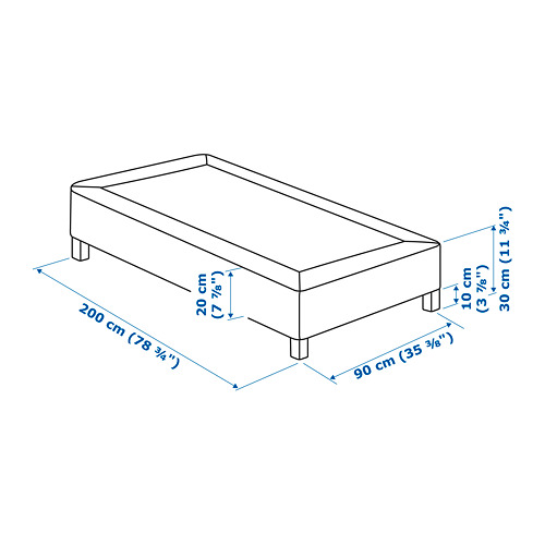 LYNGÖR slatted mattress base with legs