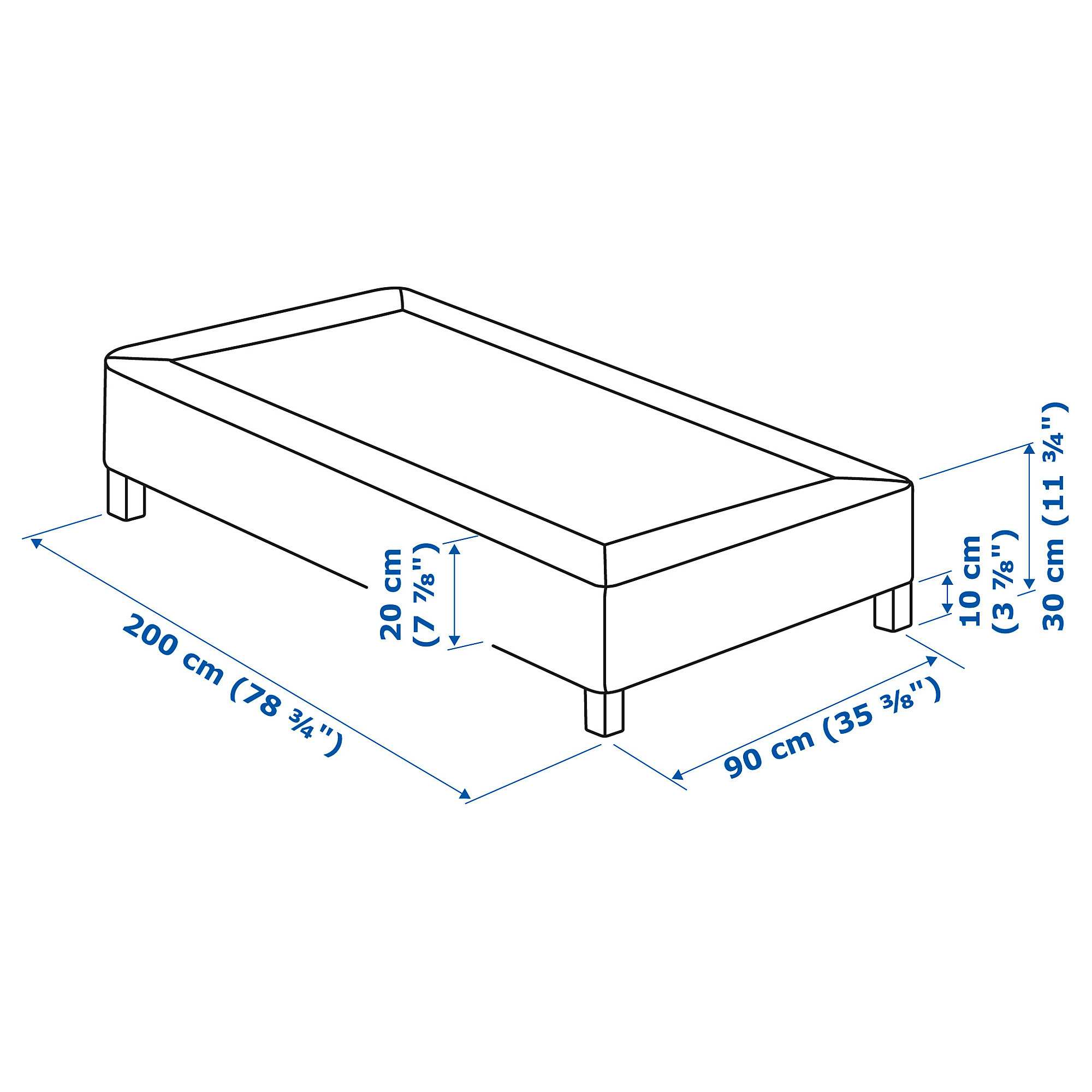 LYNGÖR slatted mattress base with legs