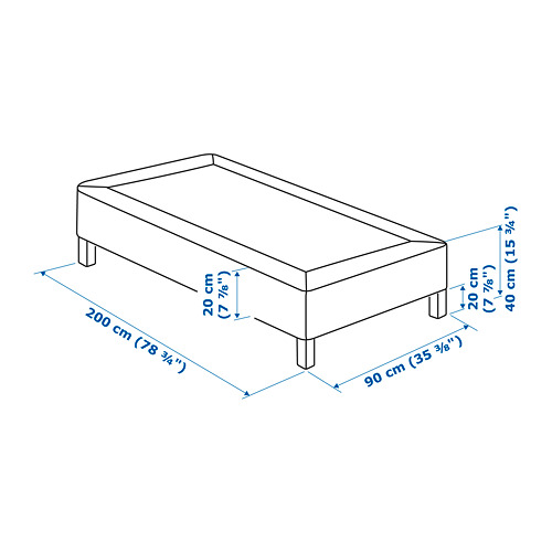 LYNGÖR slatted mattress base with legs