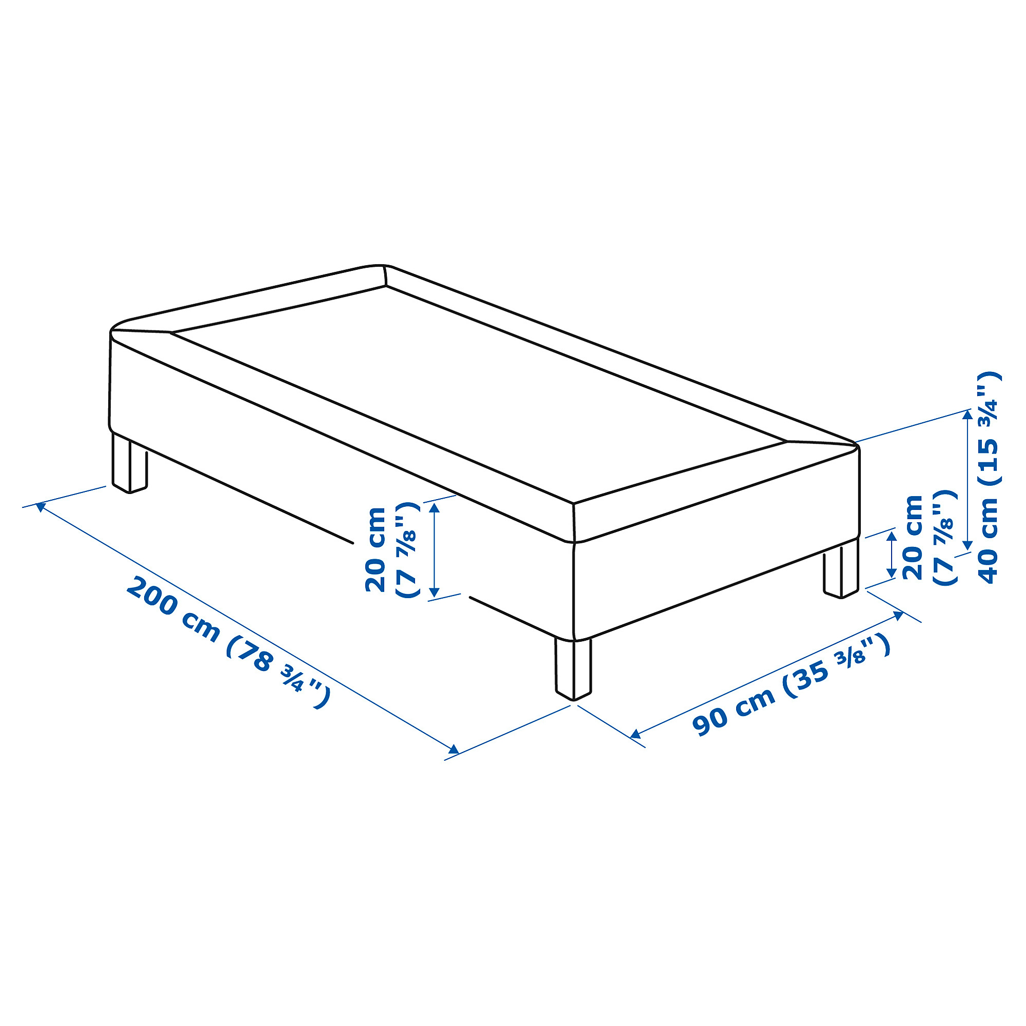 LYNGÖR slatted mattress base with legs