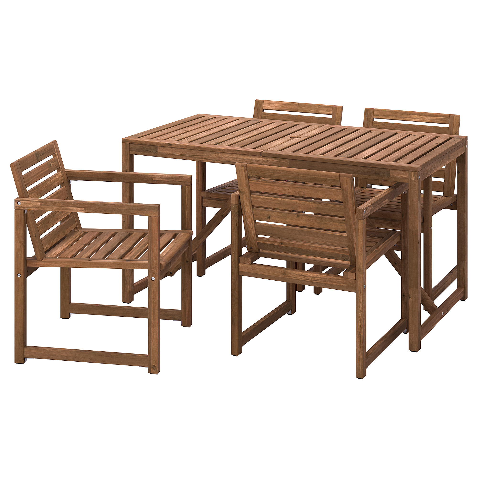 NÄMMARÖ table+4 chairs w armrests, outdoor