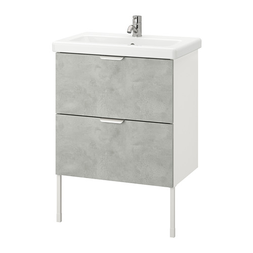 ENHET/TVÄLLEN - wash-stand with 2 drawers, concrete effect/white Pilkån tap | IKEA Taiwan Online - PE777099_S4