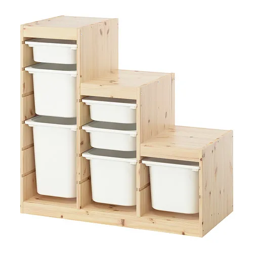 TROFAST - storage combination with boxes, light white stained pine/white, 94x44x91 cm | IKEA Taiwan Online - PE982310_S4