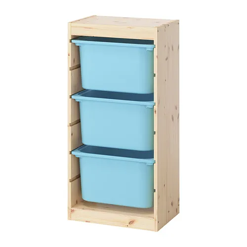 TROFAST - storage combination with boxes, light white stained pine/light blue, 44x30x91 cm | IKEA Taiwan Online - PE982361_S4