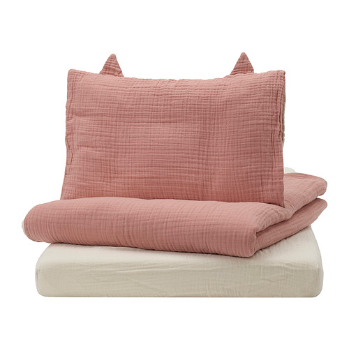 GULDVÄVARE - 3-piece bedlinen set for cot, pale pink/beige, 60x120 cm | IKEA Taiwan Online - PE945995_S4