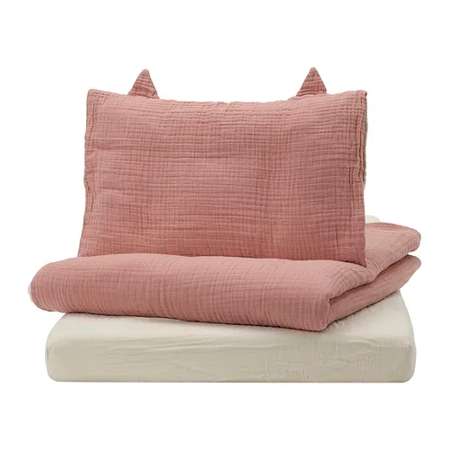 GULDVÄVARE - 嬰兒被套/枕套/床包 3件組, 淺粉紅色/米色, 60x120 公分 | IKEA 線上購物 - PE945995_S4