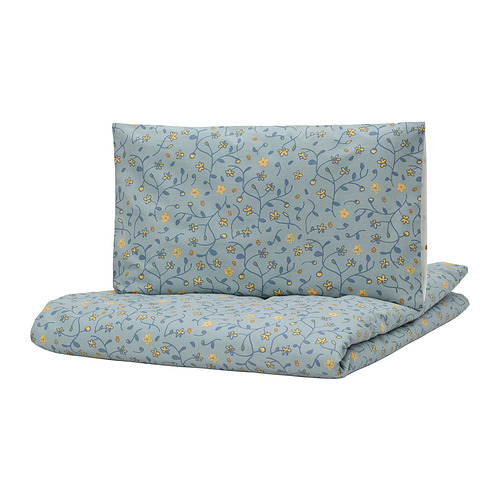 GULDVÄVARE - duvet cover 1 pillowcase for cot, blue/white floral pattern, 110x125/35x55 cm | IKEA Taiwan Online - PE946007_S4