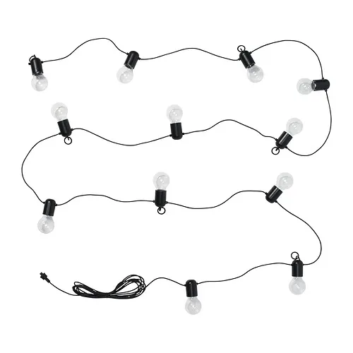 SVARTRÅ - LED lighting chain with 12 bulbs, outdoor black | IKEA Taiwan Online - PE982467_S4