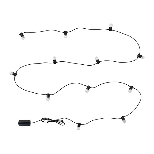 UTSUND - LED lighting chain with 12 bulbs, outdoor/battery-operated black | IKEA Taiwan Online - PE982470_S4