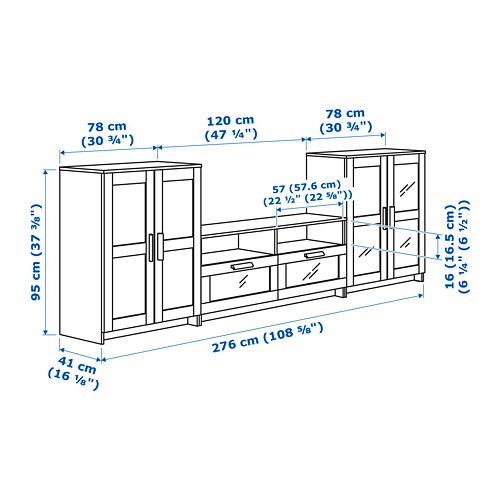 BRIMNES TV storage combination/glass doors