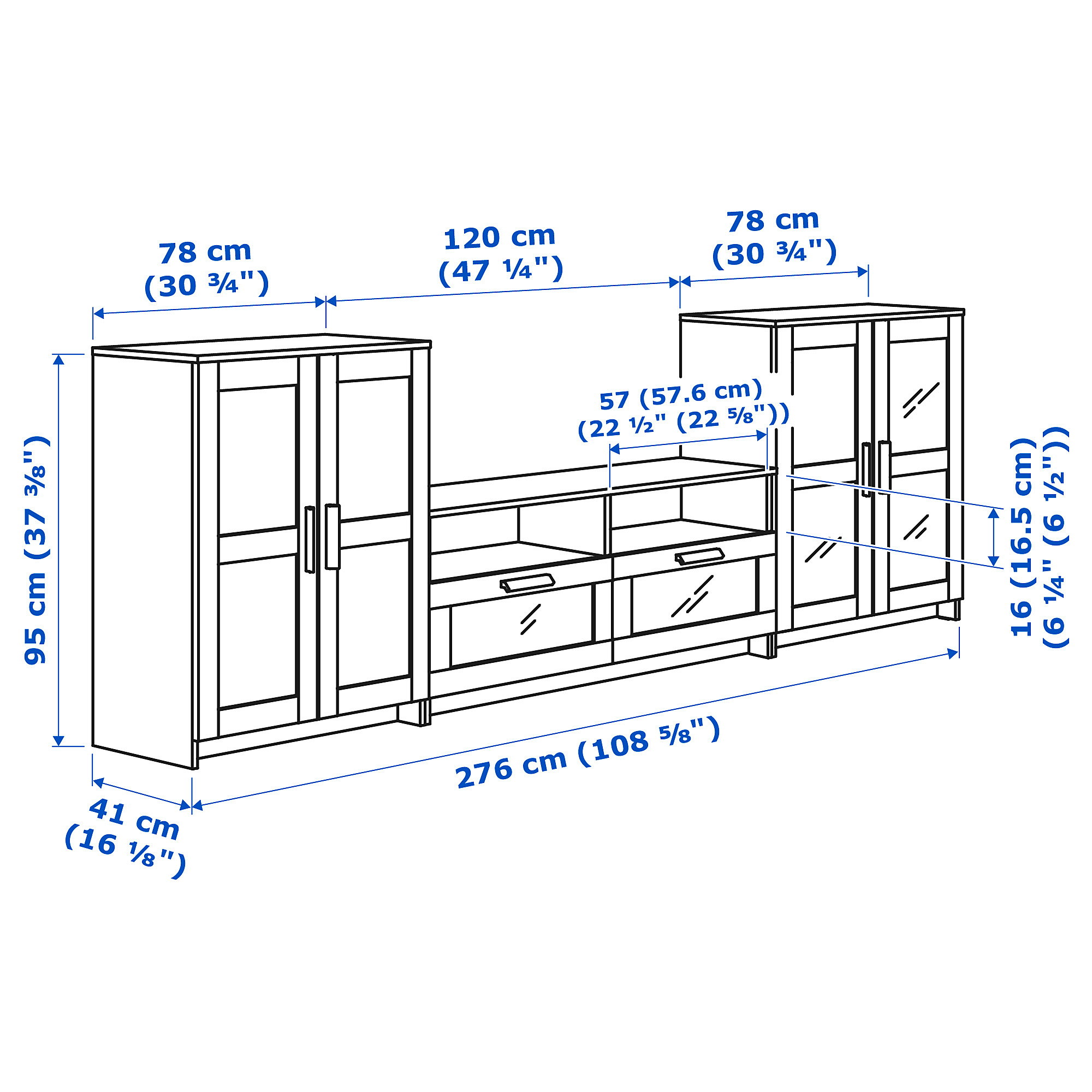 BRIMNES TV storage combination/glass doors