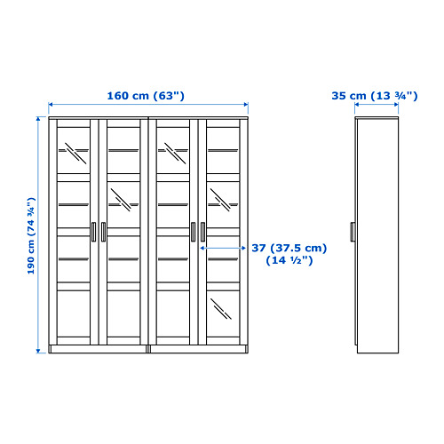 BRIMNES - storage combination w glass doors, white | IKEA Taiwan Online - PE695162_S4