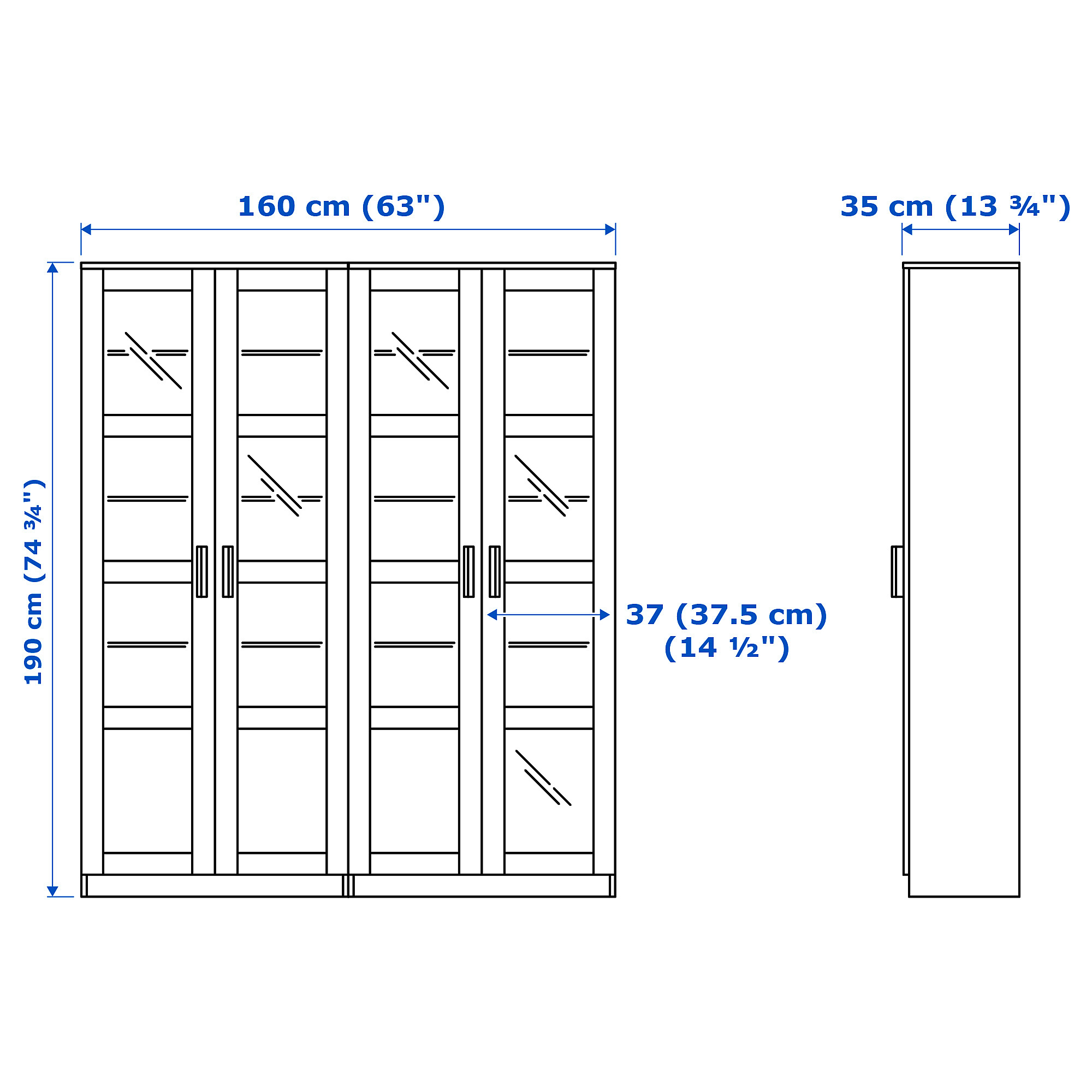 BRIMNES storage combination w glass doors